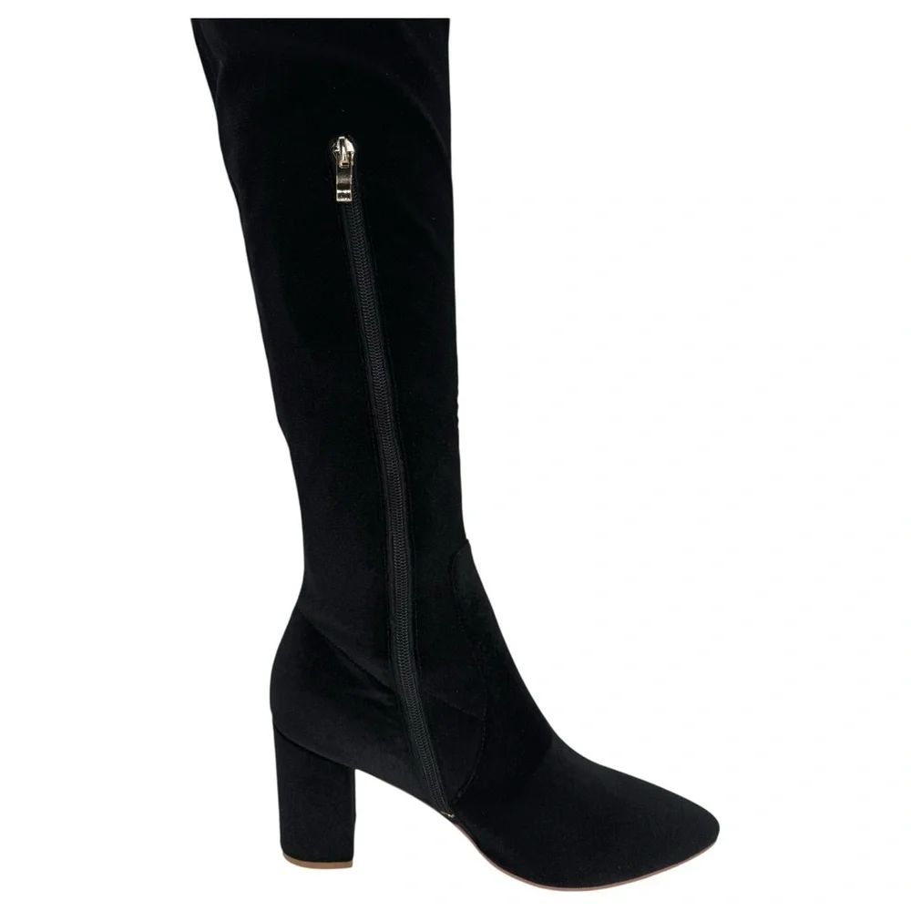 SMASH Shoes Malia Black Velvet Thigh High Womens Boots Size 10W